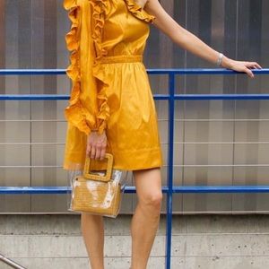 Ulla Johnson Honey color ruffle cocktail dress